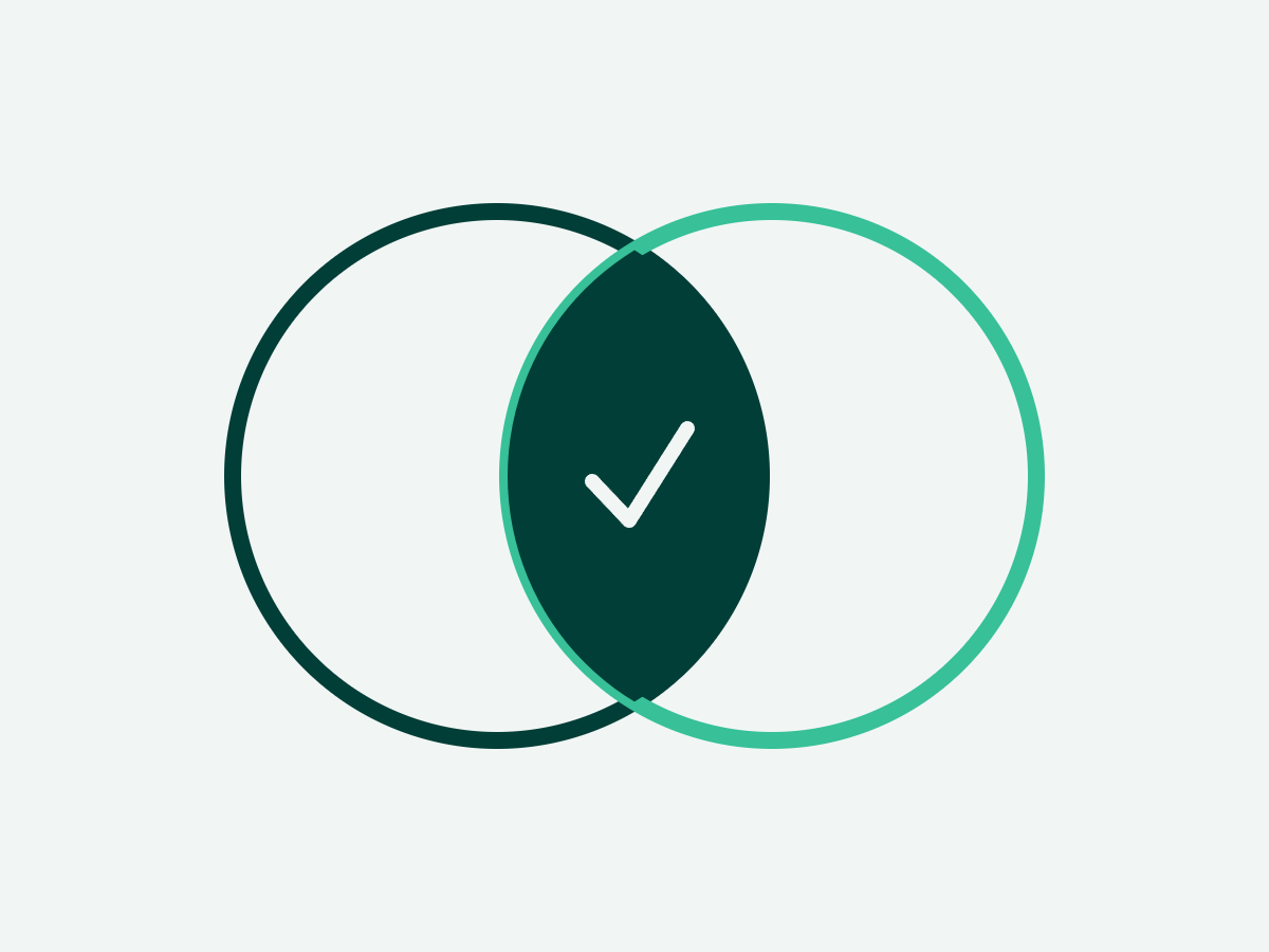 Abstract graphic: two overlapping circles meeting at a shared centre Abstract graphic: two overlapping circles meeting at a shared centre